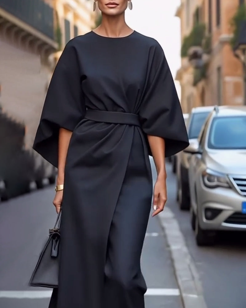 Celestine | Elegant Kleid with Lantern Sleeves and Belt