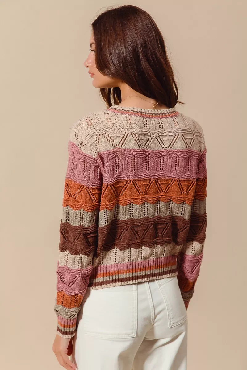 Jamie | Damen Striped Long Knit Sweater