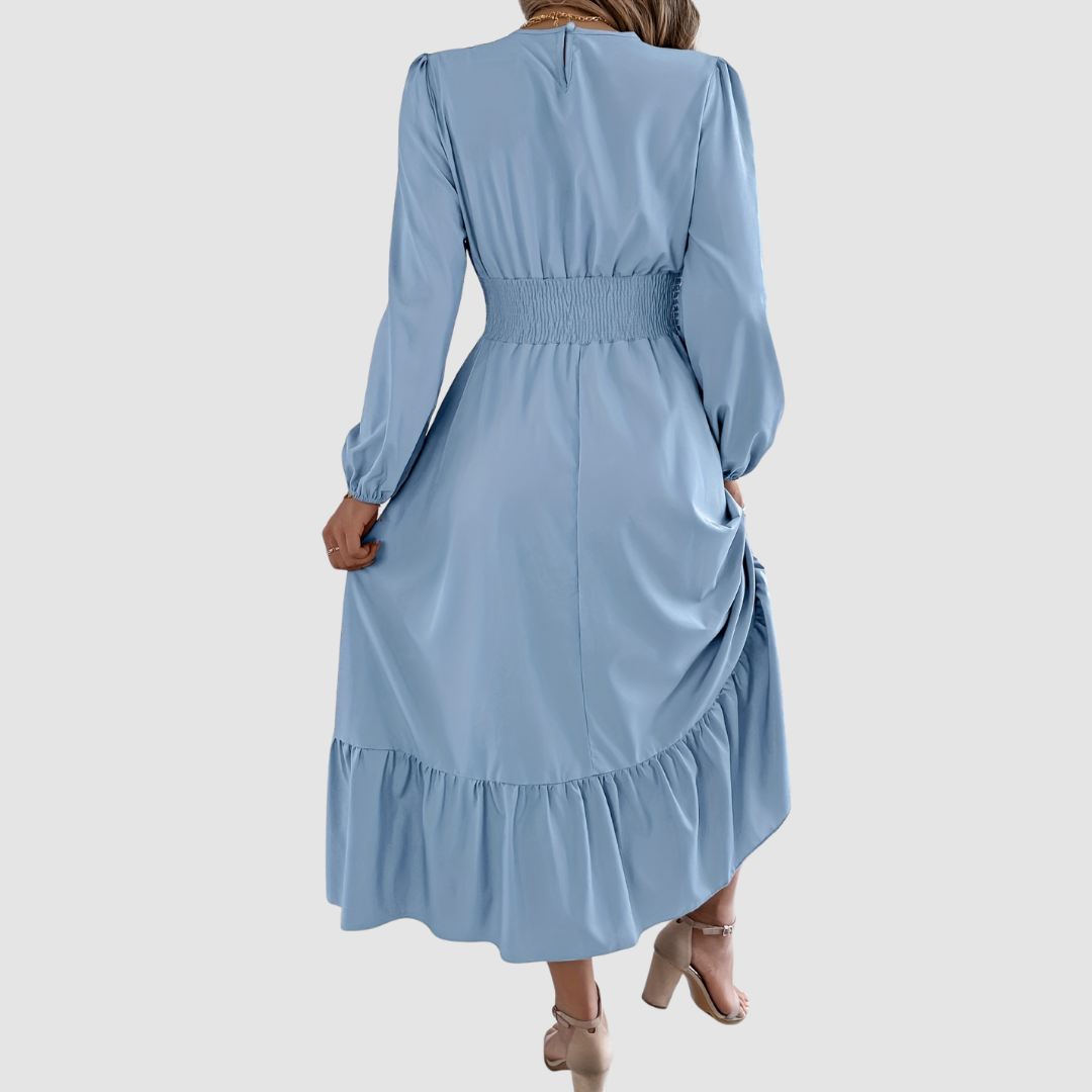 Isola Lane | Navy Ruffled Hem Midikleid