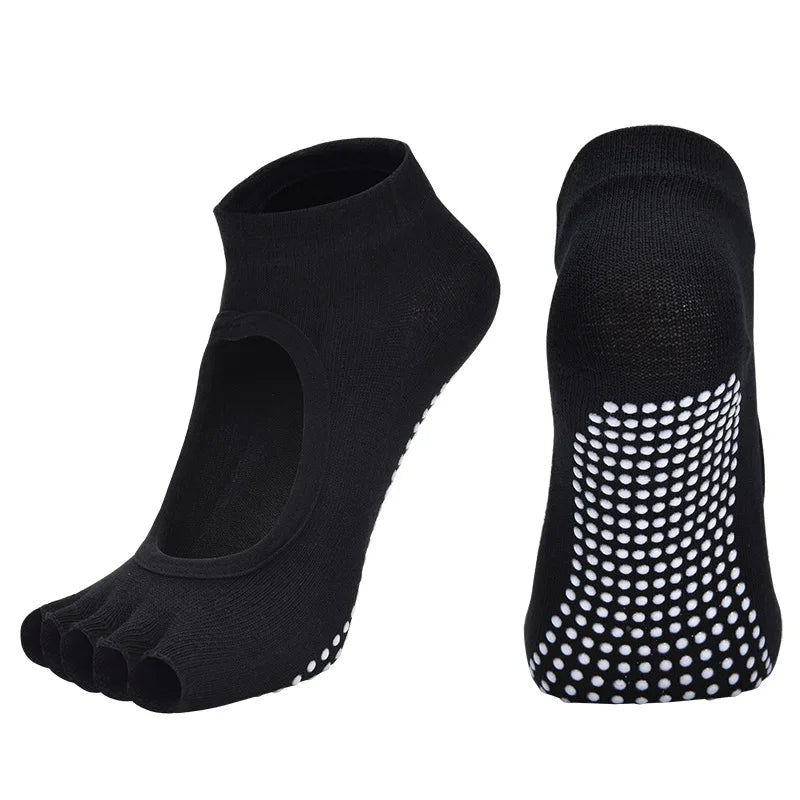 Damen’s Five-Toe Pilates Socks Non-Slip Cotton