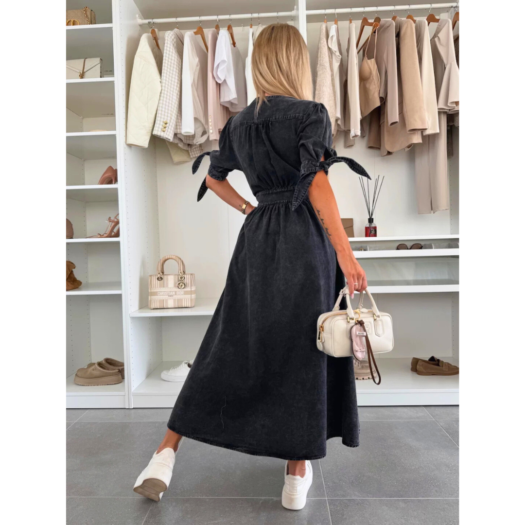 MAELLE™ – Elegant V-Neck Midikleid