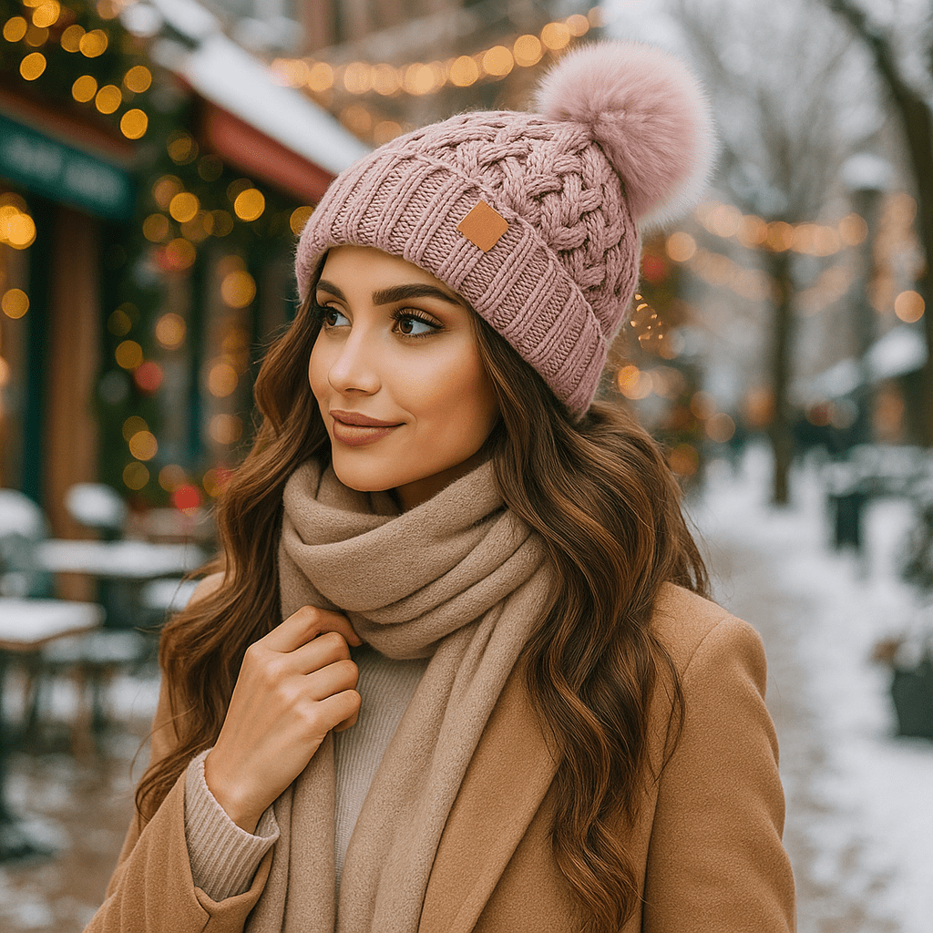 Winter Beanie - Cable Knit - Pom-Pom - Warm