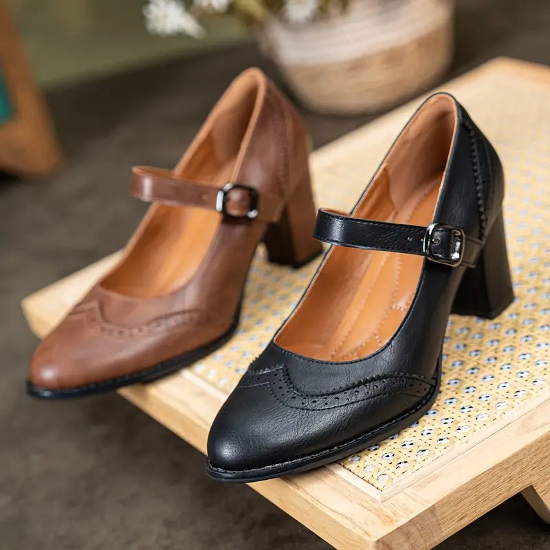 Dorka | High-Heeled Leather Schuhe with Buckle
