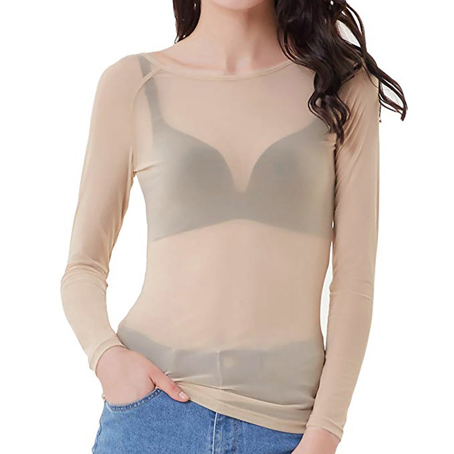 Naïa - Sheer Mesh Long Sleeve Damen’s Top