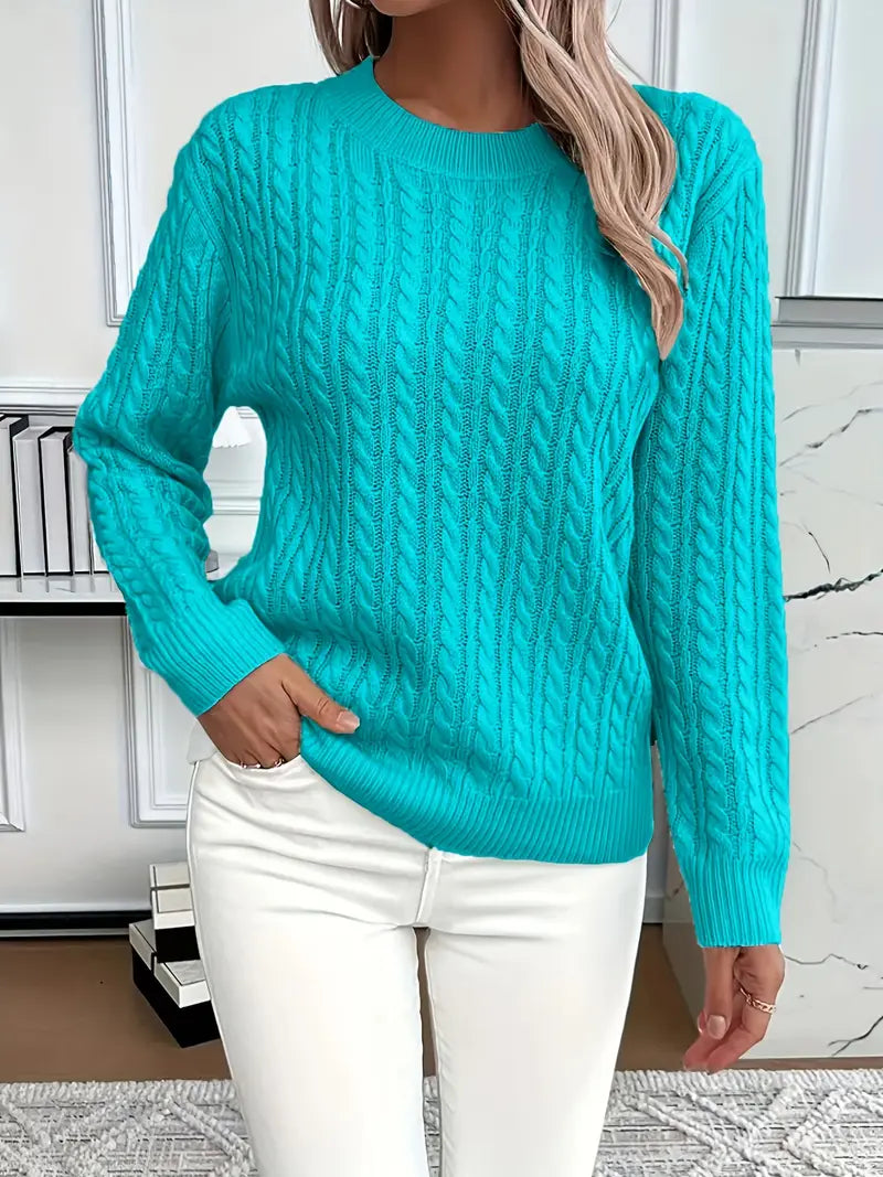 Esther | Damen Long Sleeve Cable Knit Sweater