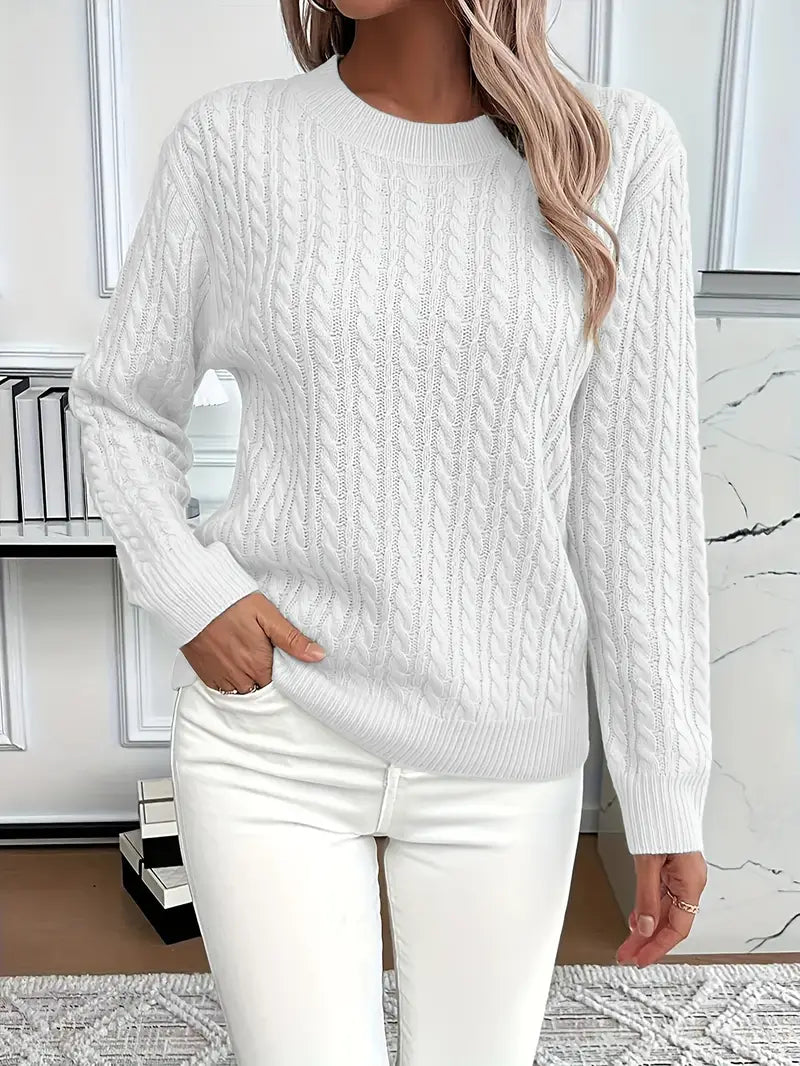Esther | Damen Long Sleeve Cable Knit Sweater