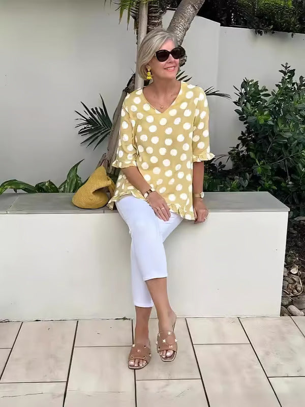 Dulce | Vintage Printed Top with Timeless Elegance for Damen