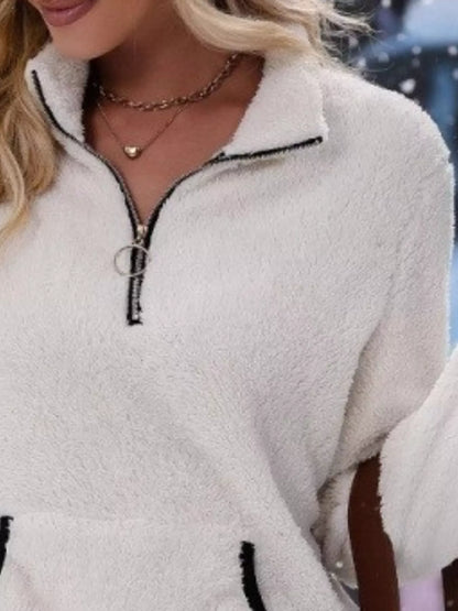 Helen | Damen Half-Zip Fleece Pullover Teddy Jumper