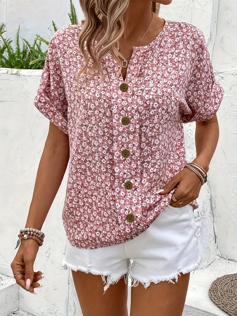 Wolena | Effortless Floral Button-Up Top for Damen