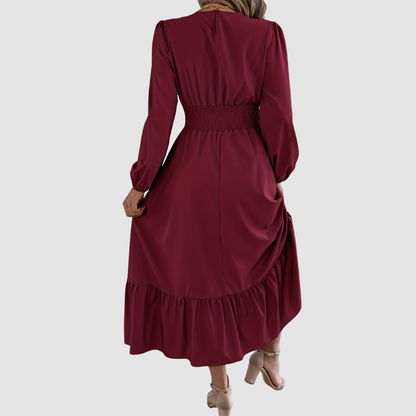 Isola Lane | Navy Ruffled Hem Midikleid