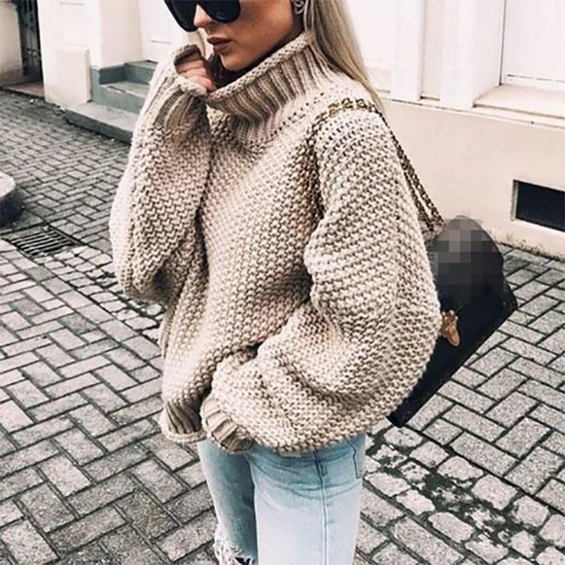 Priscilla | Damen Oversize Chunky Knit Turtleneck Jumper