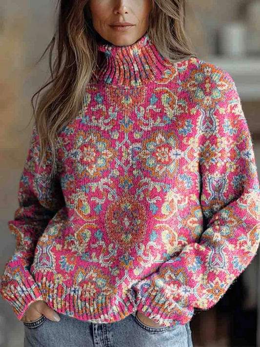 Vandra | Elegant Damen Retro Sweaters with Ethnic Floral Pattern