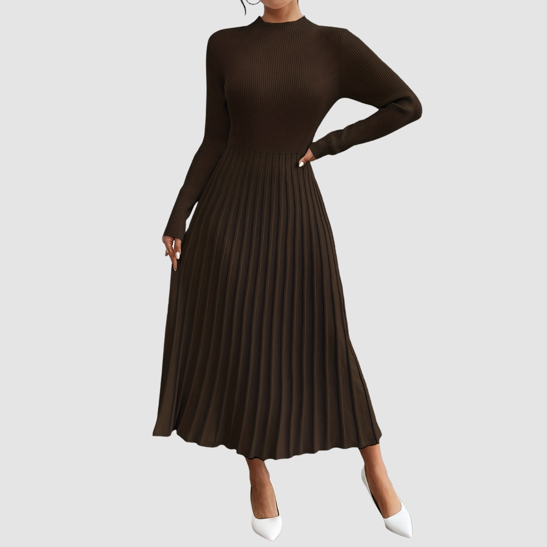 Evelyn Grace | High-Neck Long-Sleeve Maxi Kleid