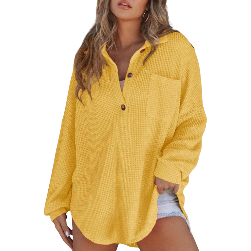KATHRYN™ – Casual Lightweight Button V Neck Tunic Bluse