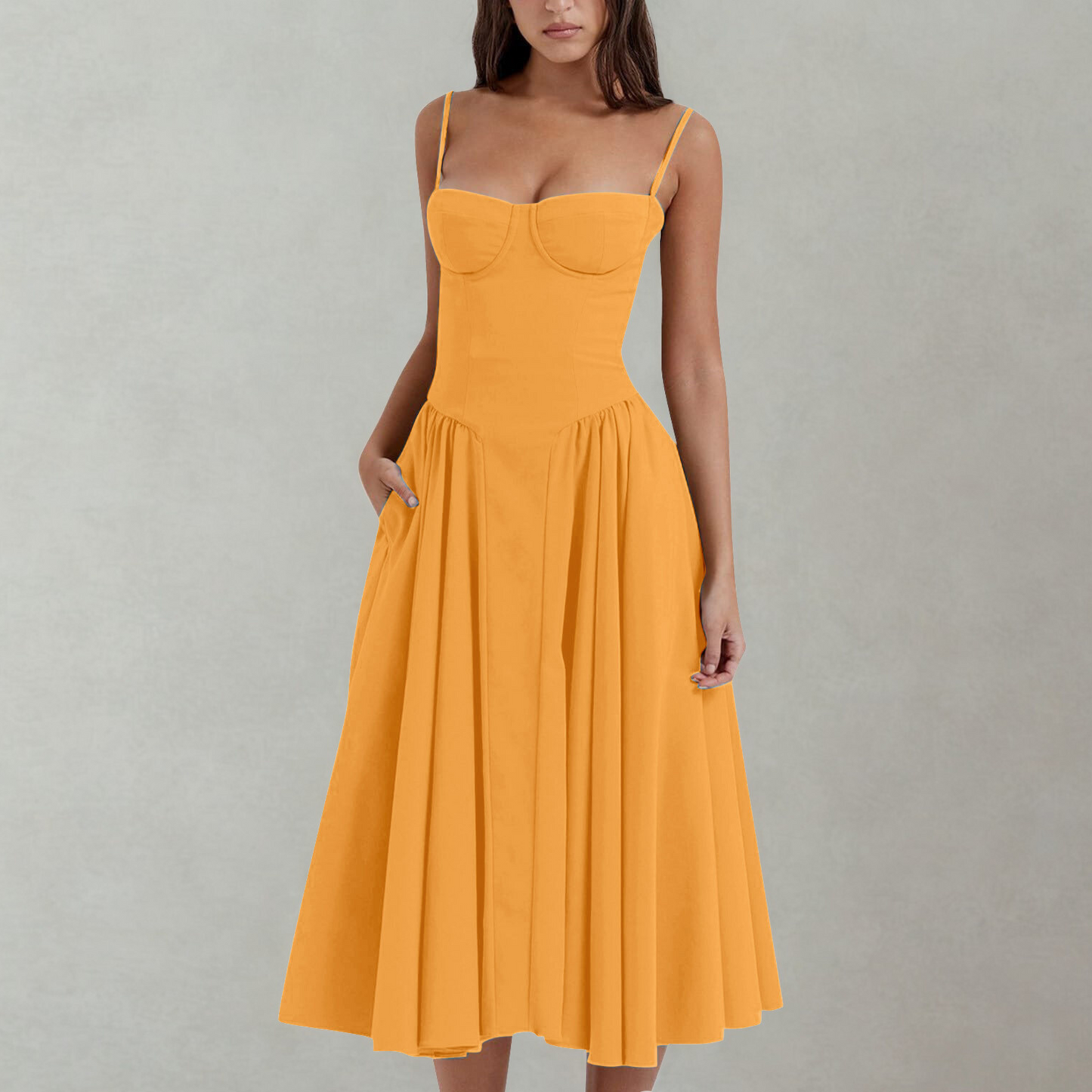 TRENTA™ - Chic Spaghetti Strap Bodycon Midikleid