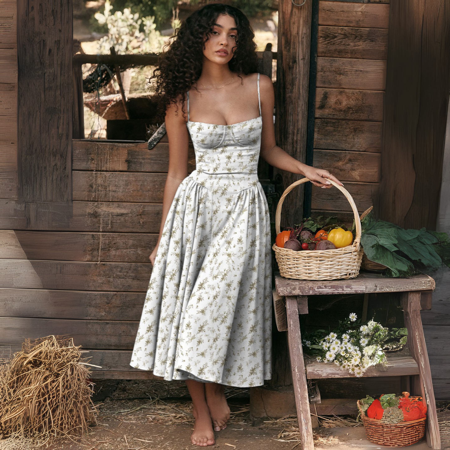 TRENTA™ - Chic Spaghetti Strap Bodycon Midikleid