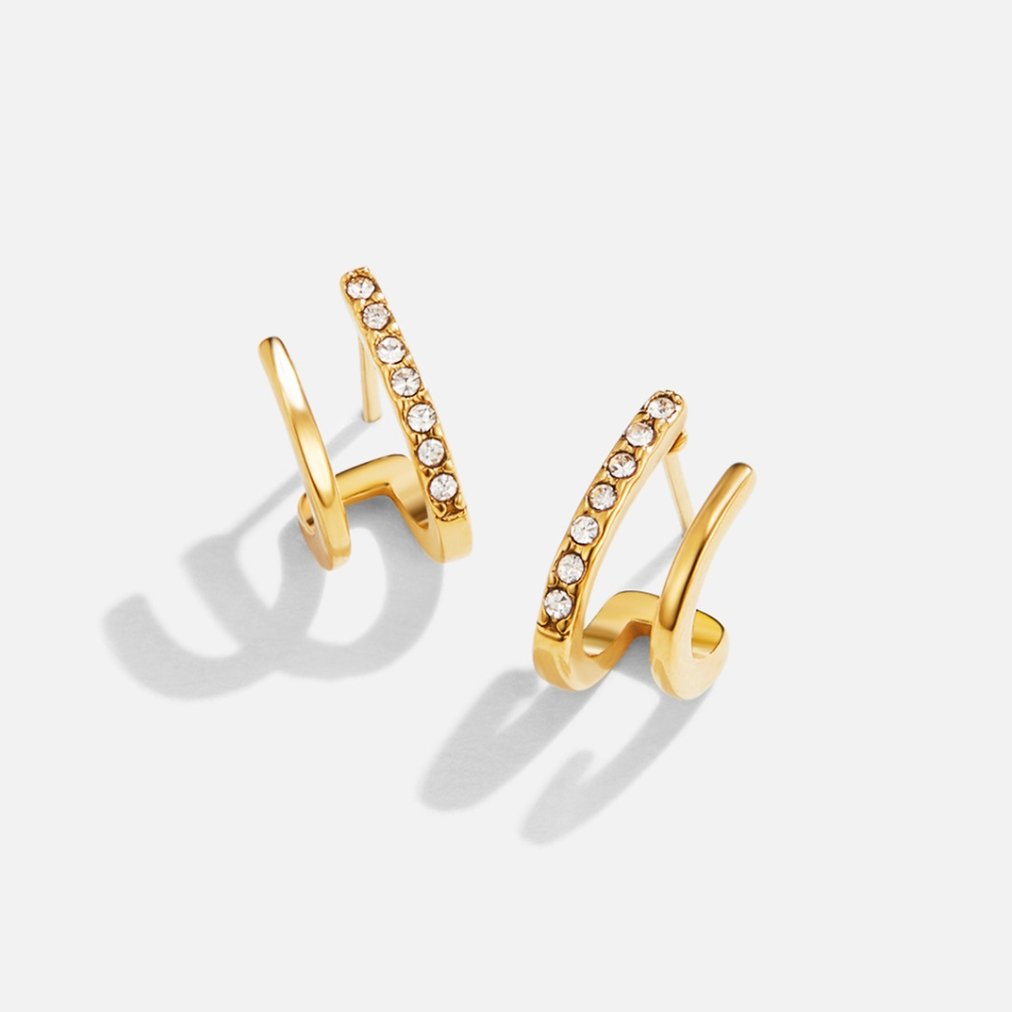 18K Gold & Crystal Claw Ohrringe