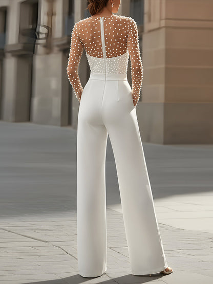 Araminta | Perle-Embellished White Jumpsuit