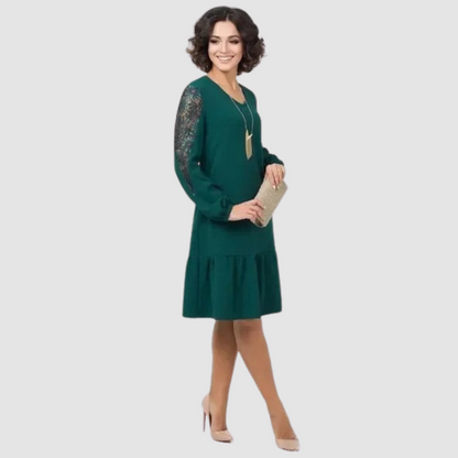 Lowri Quinn | Lace-Sleeve Midikleid