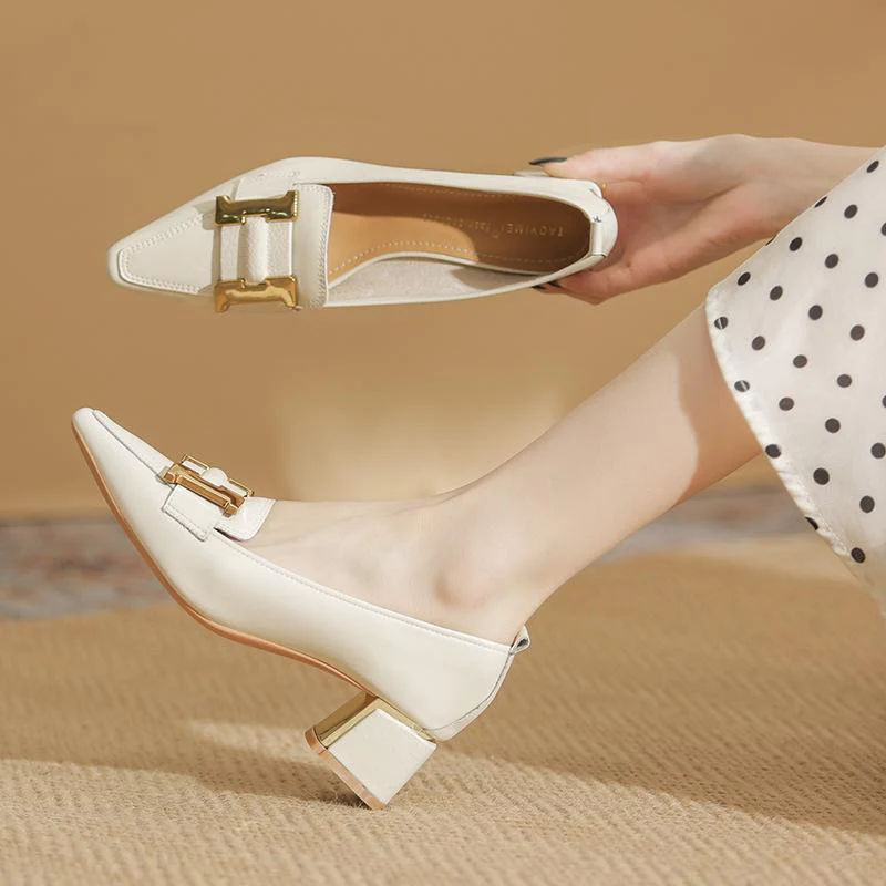 Destiny | Stylish Loafers with Block Heel – Elegant Pointed-Toe Schuhe for Office & Everyday Wear