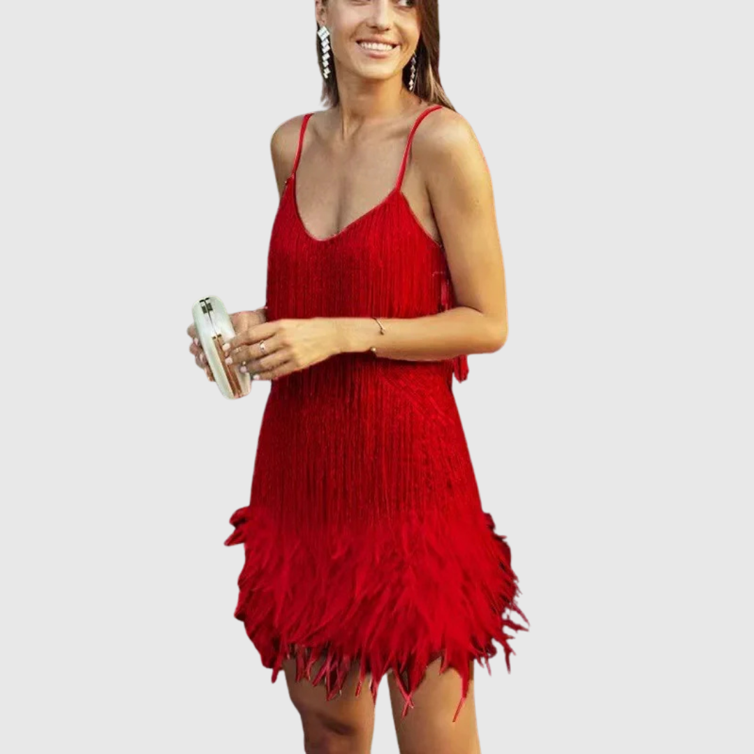 Isimay | Cocktail Kleid with Feather Fringe