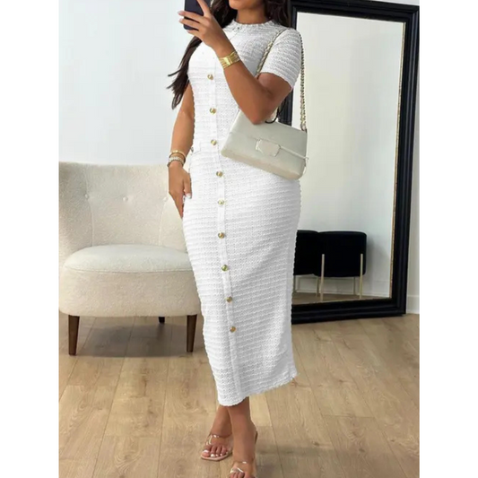 ALINA™ - Elegant Crew Neck Formal Midikleid