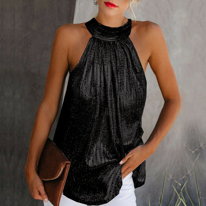 Madalynn Lace Mock Neck Sleeveless Summer Top