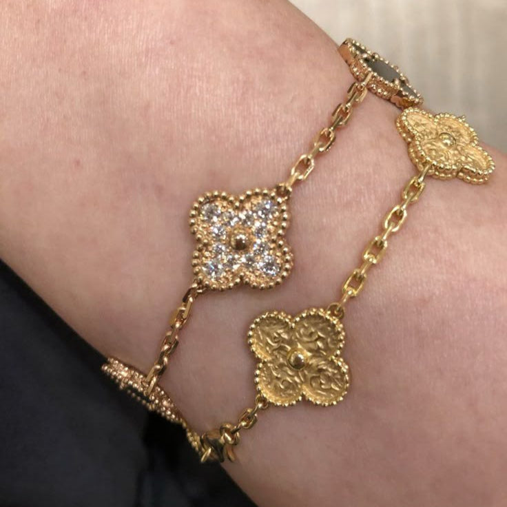 Klaver Gold Zirkonia