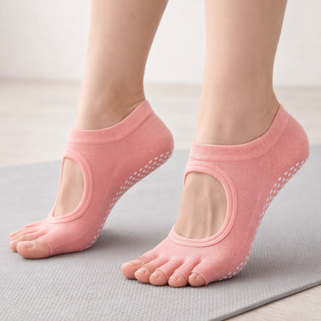 Damen’s Five-Toe Pilates Socks Non-Slip Cotton
