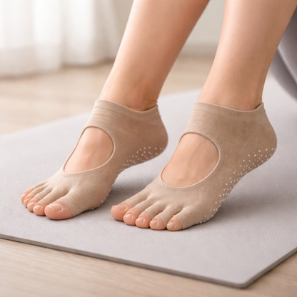 Damen’s Five-Toe Pilates Socks Non-Slip Cotton