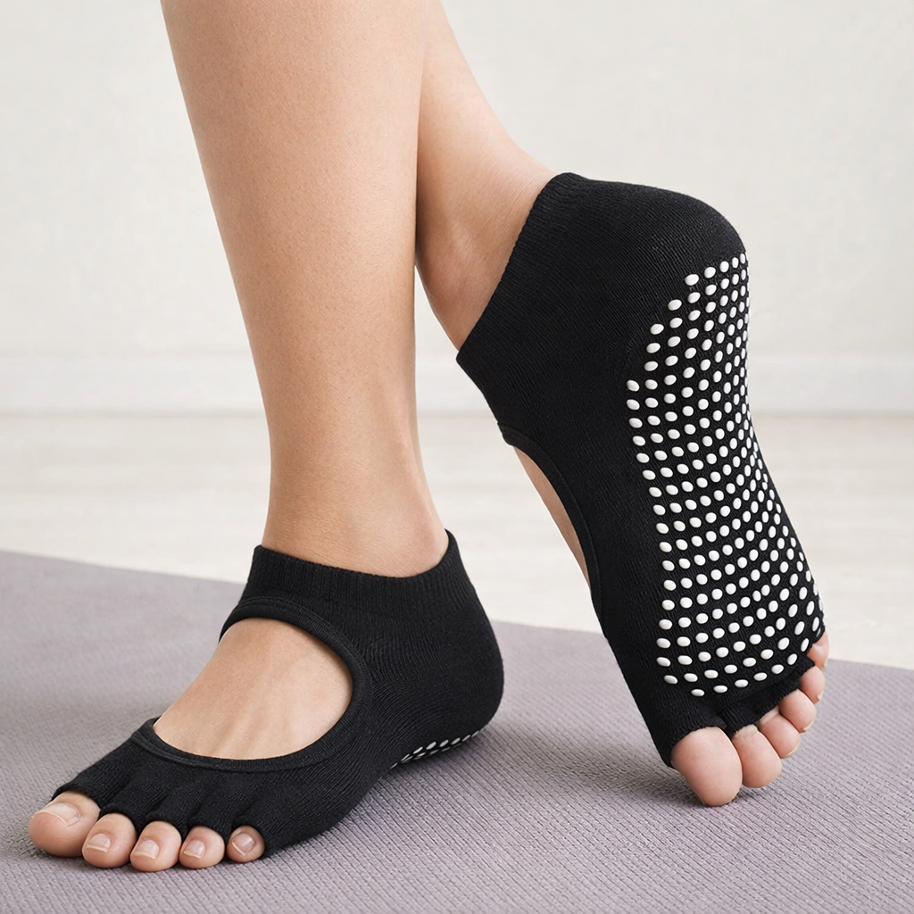 Damen’s Five-Toe Pilates Socks Non-Slip Cotton
