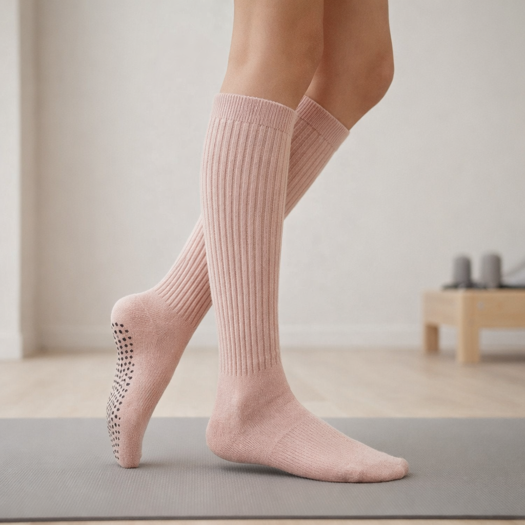 Pilates Grip Socks Knee-High – Cotton Non-Slip