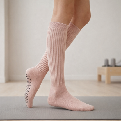 Pilates Grip Socks Knee-High – Cotton Non-Slip