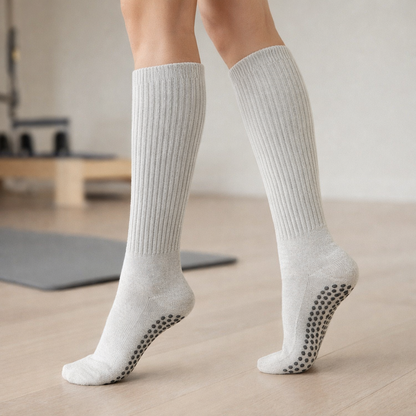 Pilates Grip Socks Knee-High – Cotton Non-Slip