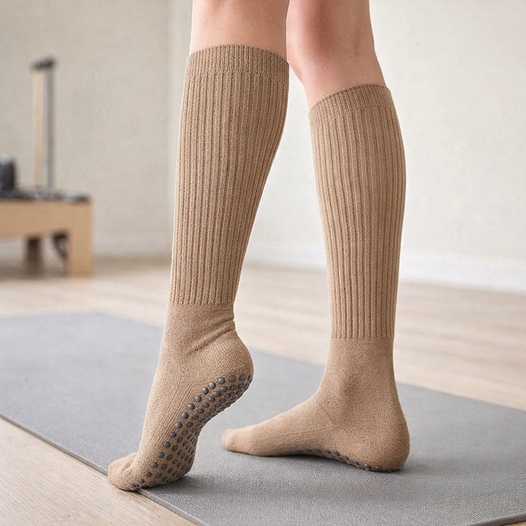Pilates Grip Socks Knee-High – Cotton Non-Slip