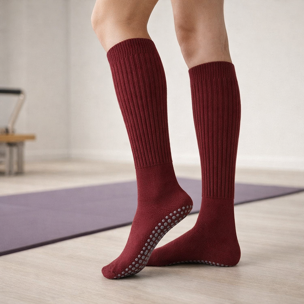 Pilates Grip Socks Knee-High – Cotton Non-Slip