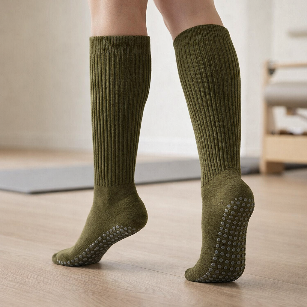 Pilates Grip Socks Knee-High – Cotton Non-Slip