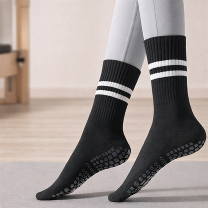 Damen Pilates Socks Silicone Grip - Double-Bar Mid-Leg