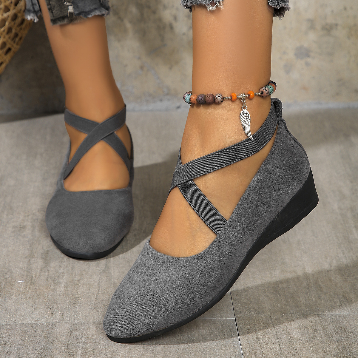 Melinda | Stylish Comfortable Wedge Schuhe with Elastic Band