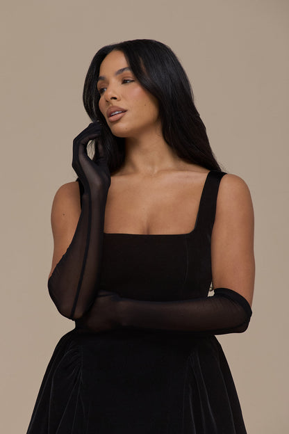 Lucky | Mini Black Velvet Kleid