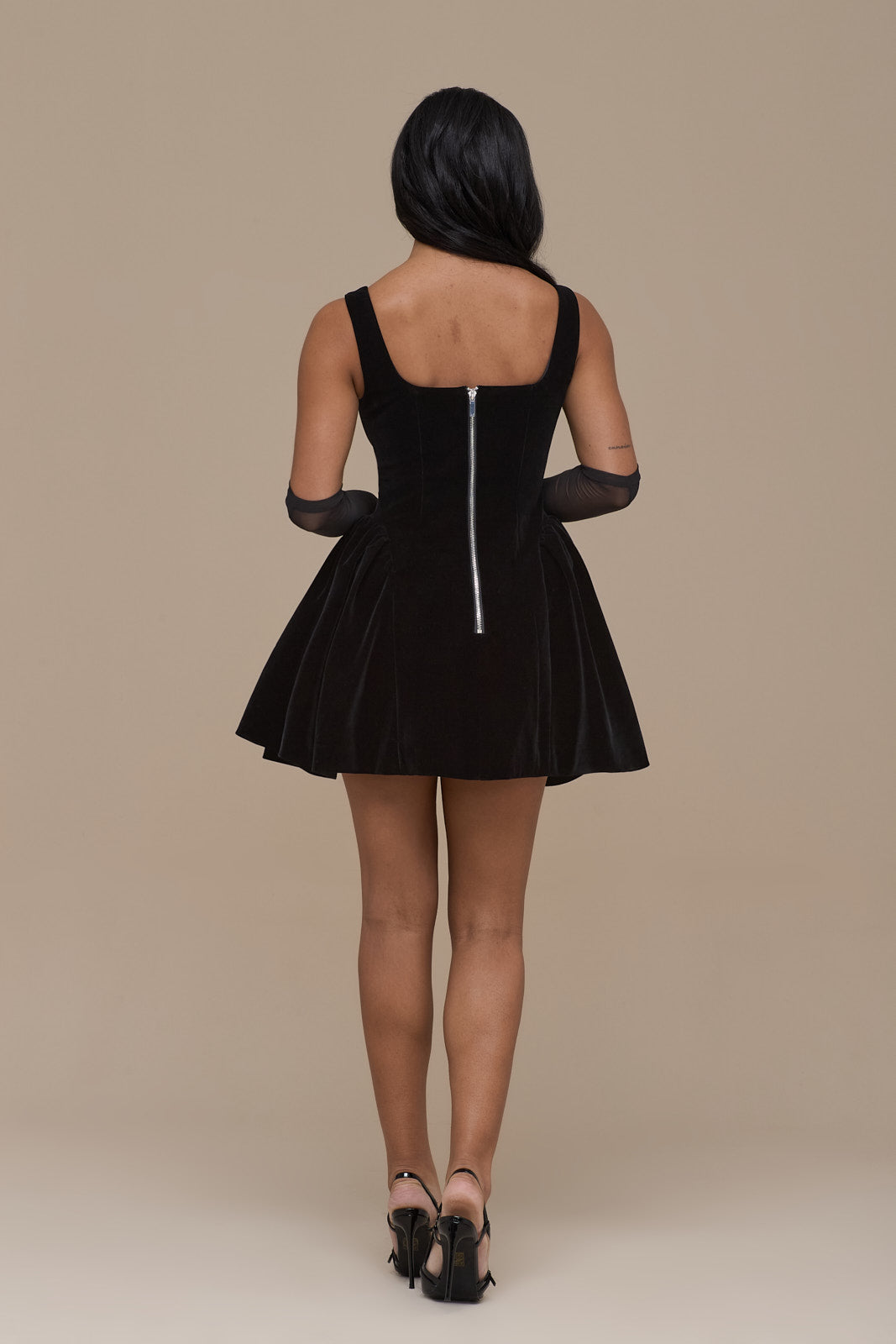 Lucky | Mini Black Velvet Kleid