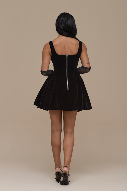 Lucky | Mini Black Velvet Kleid