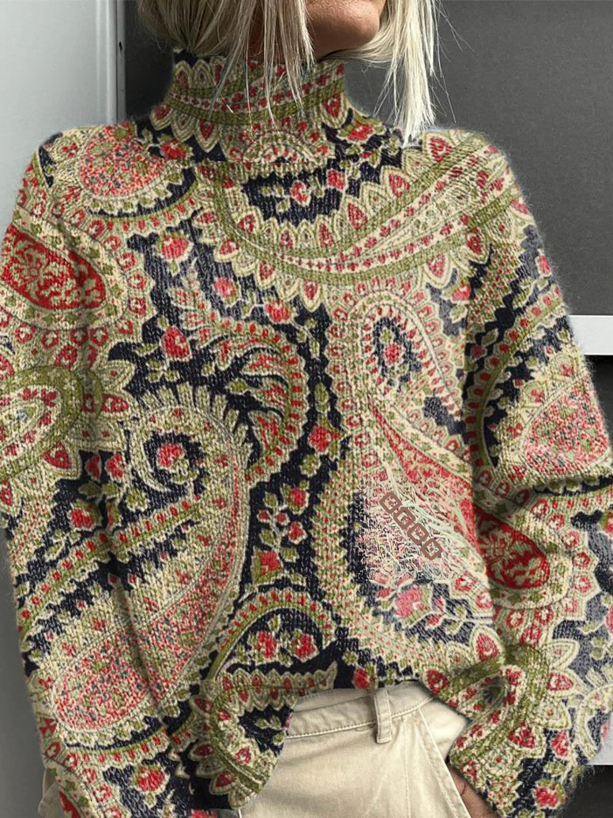 Ailo | Stylish Damen Turtleneck with Charming Vintage Floral Pattern