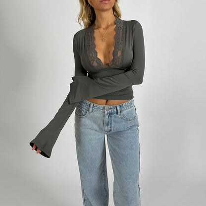Celina - Elegant Lace Long Sleeve Damen’s Bluse