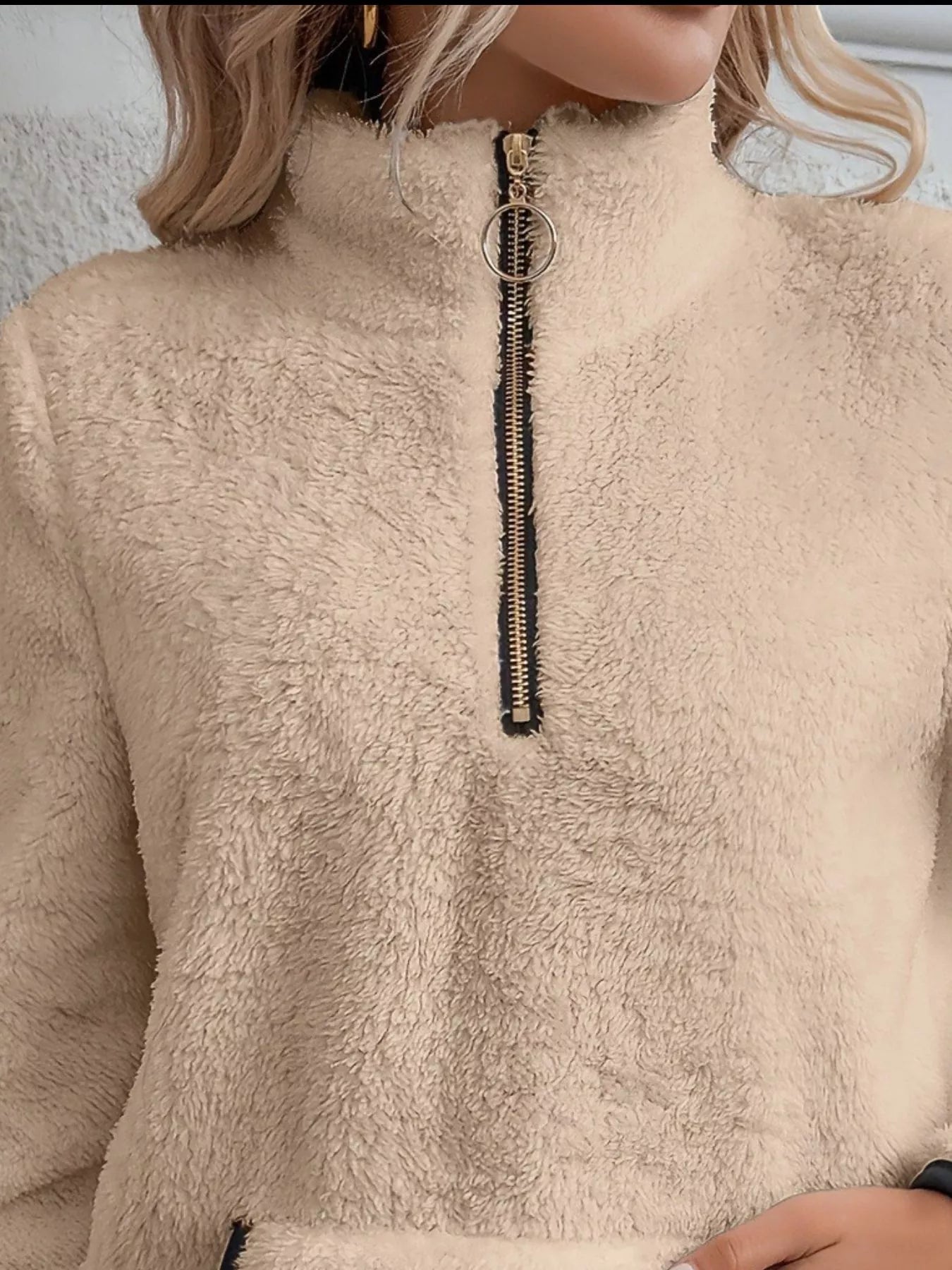 Helen | Damen Half-Zip Fleece Pullover Teddy Jumper