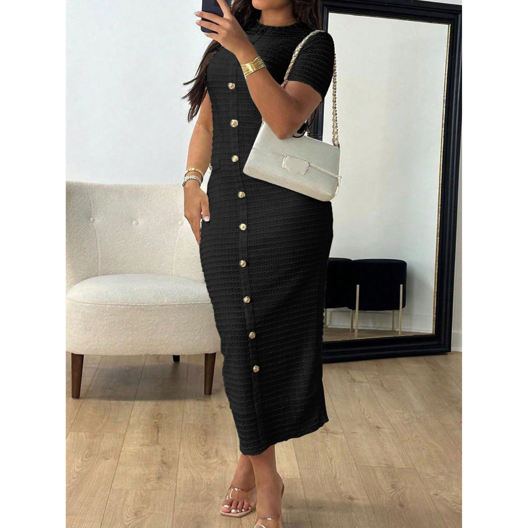 ALINA™ - Elegant Crew Neck Formal Midikleid