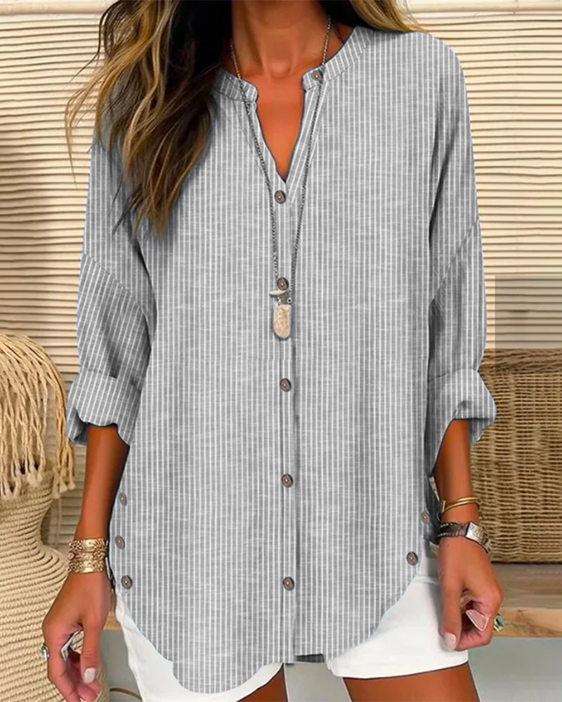Betty | Stylish Loose Fit Long Sleeve Button-Up Bluse for Damen