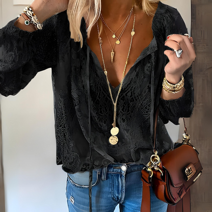 Kelly | Elegant Boho Bluse with Cutout Neckline