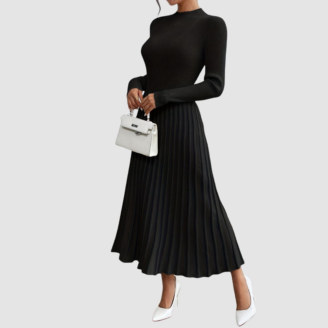 Evelyn Grace | High-Neck Long-Sleeve Maxi Kleid
