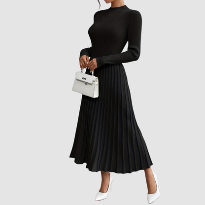 Evelyn Grace | High-Neck Long-Sleeve Maxi Kleid